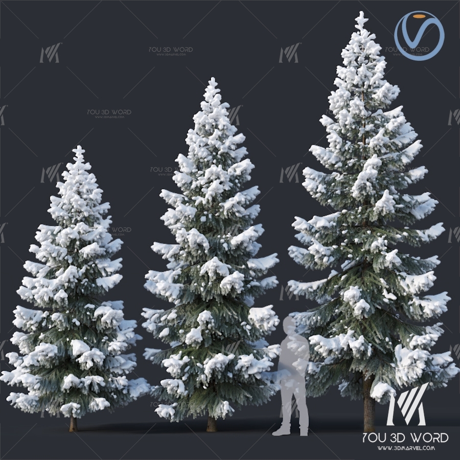 modern snow pine tree 3d model